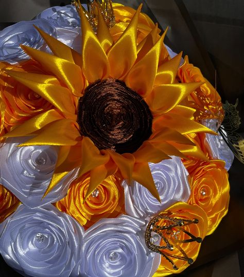 #sunflowers#ribbonroses#💛🌻🤍#eternalribbonroses#boquet#roses#ribbon Ribbon Sunflower, Roses Ribbon, Ribbon Flowers Bouquet, Ribbon Flower, Ribbon Roses, Flower Bouquets, Ribbon Flowers, Flowers Bouquet, Bouquets