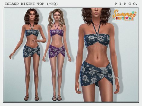 The Sims Resource - Summer Festival - Island Bikini Top. Sims 4 Cc Cottagecore Swimwear, Sims 4 Cc Mods Swimsuit, Sims 4 Cc Bikinis Cc, Sims 4 Bathing Suits Cc, Sims 4 Cc Beach Clothes, Sims Swimwear, Sims 4 Beach Cc, Sims Aesthetic, Tropical Core