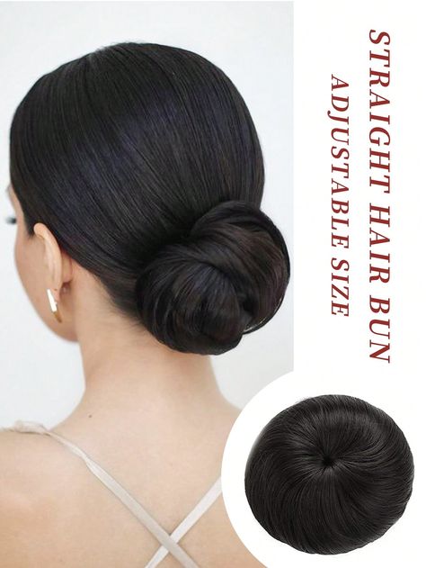 Black  Collar  Synthetic Fiber  Hair Buns Embellished   Wigs & Accs Fine Hair Updo, Bun With Curls, Easy Short Haircuts, Ballet Bun, Hair Color Remover, Night Hairstyles, Ponytail Hairstyles Easy, Ball Hairstyles, Hairpieces For Women