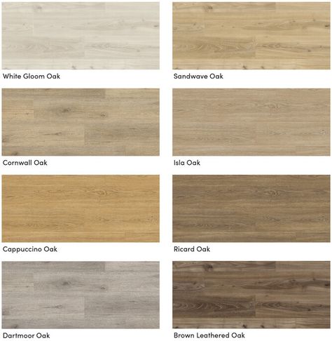 8 swatch colours of natural laminate flooring. All neutral colours from light to dark brown. Floor Boards Ideas, Floorboard Colours, Laminate Wood Flooring Colors, Laminate Flooring Ideas, Floating Floorboards, Cottage Flooring, Wooden Laminate, Laminate Flooring Colors, Brown Laminate