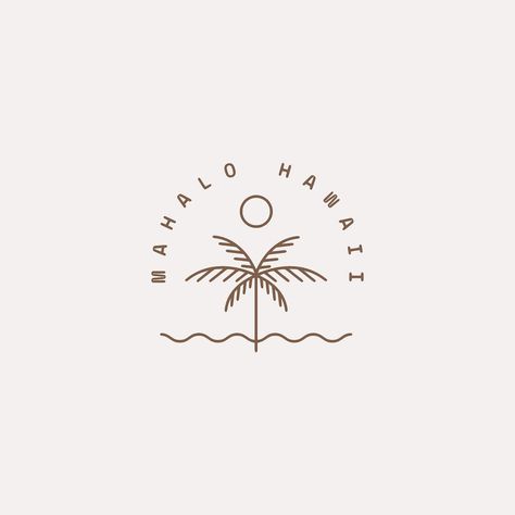 Mahalo Hawai'i palm tree graphic designed by Foster Creative Co. Minimalist retro branding palm tree logo lockup. Beach Logos, Beach Logo Design, Beach Branding, Hawaii Logo, Logo Lockup, Beach Minimalist, Retro Branding, Beach Logo, Inspiration Logo Design