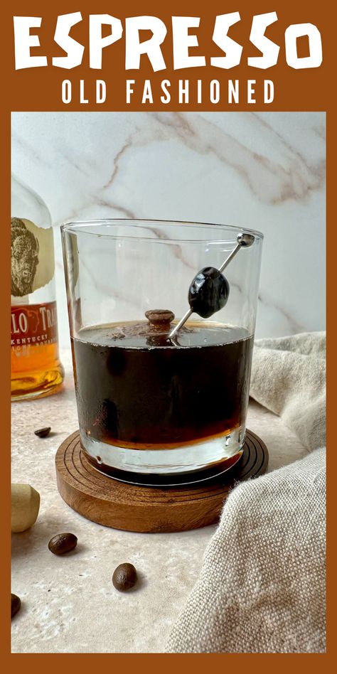 Sip on the best blend of bourbon and coffee with an Espresso Old Fashioned. It's a rich, flavorful bourbon espresso cocktail that is easy to make with a few ingredients. Whip up this old fashioned cocktail recipe with a caffeinated twist. It's the perfect drink for a Christmas party. Espresso Old Fashioned Cocktail, Espresso Old Fashioned, Old Fashioned Recipes Cocktail, Coffee Cocktail Recipes, Bourbon Coffee, Festive Cocktail Recipes, Christmas Cocktails Easy, Holiday Punch Recipe, Craft Cocktail Recipe