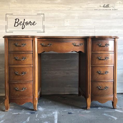 Upcycled Desk Turned into Nightstands Redesigned Furniture, Furniture Recycle, Upcycled Desk, Best Wood Stain, Refurbish Ideas, Stained Furniture, Furniture Remodel, Annie Sloan Painted Furniture, Vintage Desks