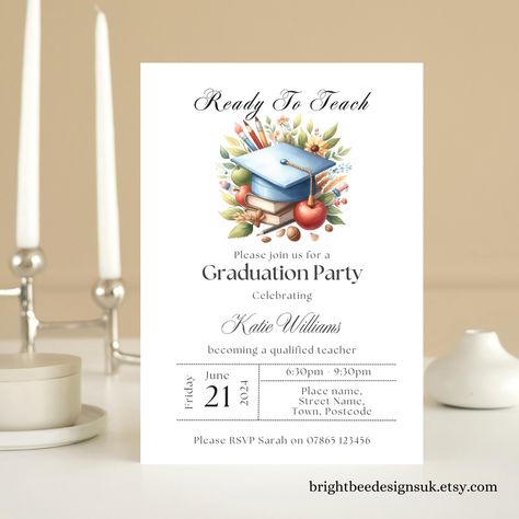 Teacher Graduation Invitation Template, Printable Graduation Party Invite,New Teacher Grad Invite, Editable Graduation Invite,Ready to Teach Teacher Graduation Party, Teacher Graduation, Graduating Teacher, Graduation Invitations Template, Grad Invitations, New Teacher, Graduation Invitation, Graduation Party Invitations, Tablet Phone