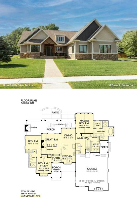 3-Bedroom Single-Story The Roark Cottage with Bonus Level (Floor Plan) Cottage Floor Plan, Metal Dining Set, White Subway Tile Backsplash, Cottage Style House Plans, Black Countertops, Single Story Homes, Open Concept Floor Plans, Round Dining Set, Glass Front Cabinets