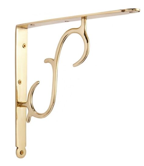 Signature Scrollwork Bracket Shelf Railing, Railing Spindles, Brass Shelf Brackets, Brass Shelf, Brass Shelves, Bracket Shelf, Brass Furniture, Hardware Shop, Shelf Bracket