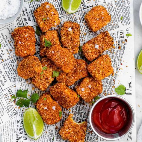 Panko Crusted Tofu Air Fryer, Extra Firm Tofu Recipes Air Fryer, Crispy Tofu Recipes Air Fryer, Tofu Nuggets Air Fryer, Crispy Tofu Air Fryer, Air Fryer Tofu Crispy, Air Fry Tofu, Mushroom Dip, Air Fryer Tofu