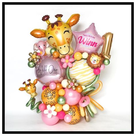 Balloon Boutique, Calling All Party Animals, Bobo Balloons, Safari Balloon, Party Animals, Turning One, Balloon Backdrop, Balloon Decor, Balloon Animals