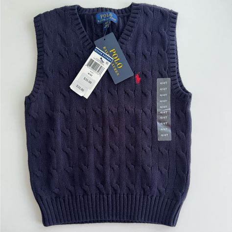 Polo By Ralph Lauren Cable Knit Sweater Vest 4t Boys Navy Nwt Other Button Downs Listed That Coordinate With This! Ralph Lauren Clothes, Navy Clothes, Vintage Ralph Lauren Sweater, Ralph Lauren Sweater Vest, Ralph Lauren Cable Knit Sweater, Cable Knit Sweater Vest, Ralph Lauren Cable Knit, Ralph Lauren Vest, Ralph Lauren Womens Clothing