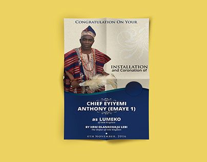 Check out new work on my @Behance portfolio: "Installation and Coronation of Chief Lumeko of Irele" http://be.net/gallery/44780105/Installation-and-Coronation-of-Chief-Lumeko-of-Irele Book Program, Graphic Design Flyer, African Clothing For Men, Sports Graphic Design, Brochure Cover, Installation Design, Program Design, Behance Portfolio, African Clothing