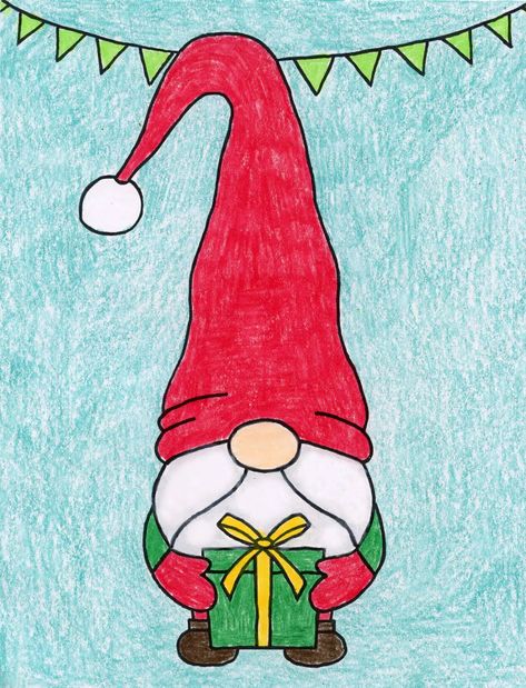 Picasso Art Project, Gnome Drawing, Trading Card Ideas, Gnome Paint, Gnome Tutorial, Picasso Art, Christmas Coloring, Christmas Drawing, Christmas Coloring Pages