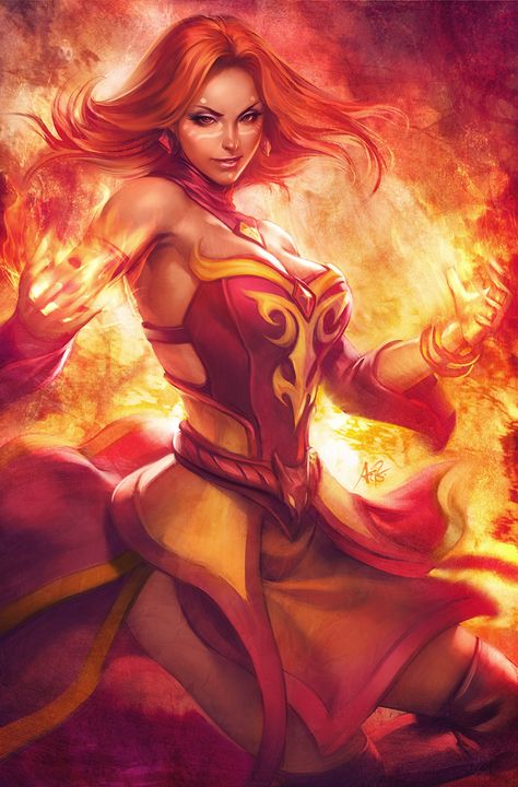 Lina - DotA2 by Artgerm.deviantart.com on @deviantART Stanley Lau, Heroic Fantasy, Charcoal Drawings, Beltane, Dota 2, Fantasy Warrior, Arte Fantasy, Fantasy Artwork, A Fire