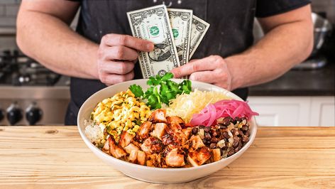 Cheap And Healthy Burrito Bowl, That Anyone Can Make Family Weekend Breakfast, Healthy Burrito, Homemade Grilled Cheese, Healthy Burrito Bowl, Joshua Weissman, Chipotle Bowl, Corn Relish, Burrito Bowls, Chipotle Pepper