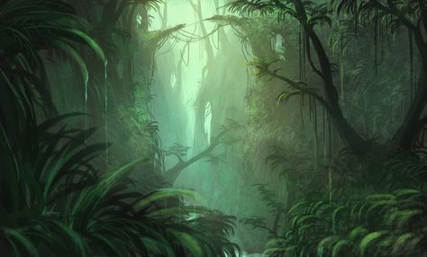 Umber Vall Station by MiroJohannes.deviantart.com on @deviantART Jungle Art, Fantasy Forest, Fantasy Setting, Fantasy Places, Matte Painting, Landscape Scenery, Fantasy Art Landscapes, Animation Background, Environment Design