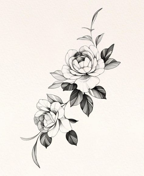 Peony Flower Tattoos, Tattoos Back, Japanese Flower Tattoo, Rose Drawing Tattoo, Flower Tattoo Drawings, Men Tattoo, Floral Tattoo Sleeve, Flower Drawing Design, Rosen Tattoo