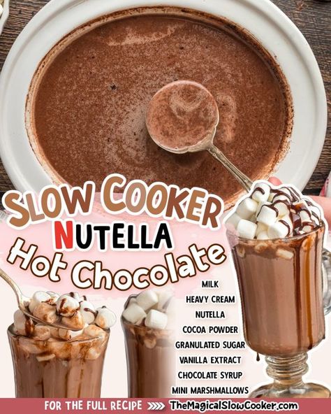 Nutella Hot Chocolate Recipe, Nutella Hot Chocolate, Magical Slow Cooker, Hot Chocolate Milk, The Magical Slow Cooker, Hot Chocolate Recipe, Chocolate Recipe, Hot Chocolate Recipes, Chocolate Syrup