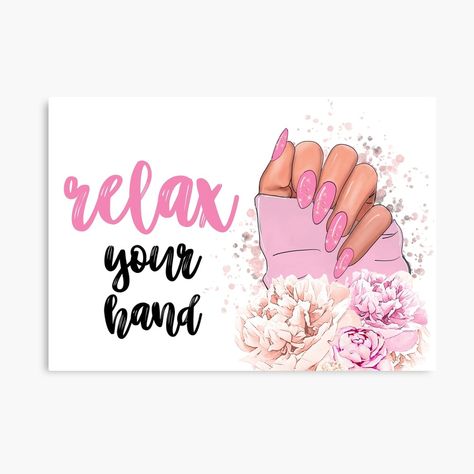 Manicure Background Art Designs, Nail Tech Paintings, Signs For Nail Salons, Quotes For Nails Salon, Nail Salon Paintings, Manicure Quotes, Salon Wall Art, Home Nail Salon, Hairdresser Gift