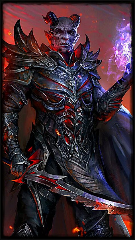 Daedric Dremora Lord Tiefling Fighter, Daedric Armor, Eldritch Knight, Elder Scrolls Lore, Elder Scrolls Games, Skyrim Art, Elder Scrolls Art, Elder Scrolls Skyrim, Elder Scrolls V Skyrim