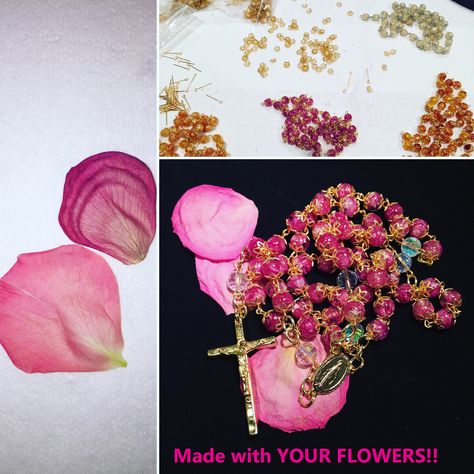 Petal Beads - Handcrafted Jewelry Diy Flower Petals, Diy Rose Petals, Make A Rosary, Flower Rosary, Wooden Spool Crafts, Spool Crafts, Diy Rose, Diy Roses, Rosary Catholic