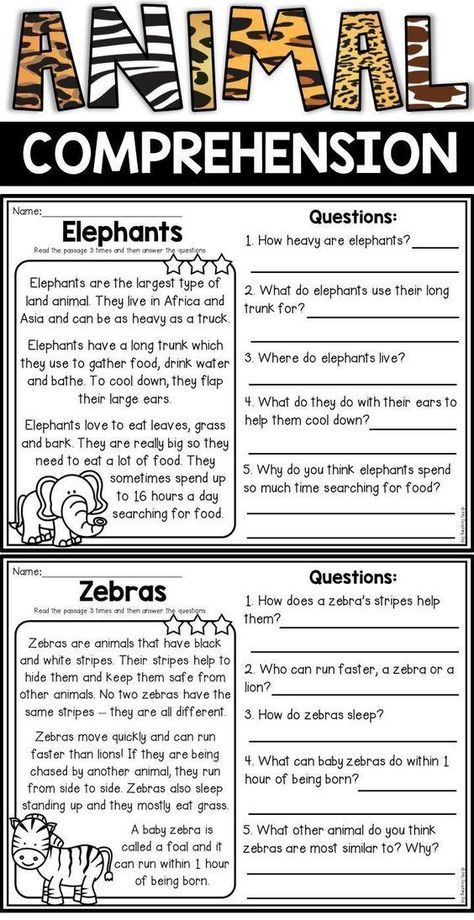 Grammar corner Animal Reading Comprehension Animal Reading, 2nd Grade Reading Comprehension, First Grade Reading Comprehension, Materi Bahasa Inggris, Reading Comprehension For Kids, Teaching Reading Comprehension, Reading Comprehension Kindergarten, Reading Comprehension Lessons, 2nd Grade Reading