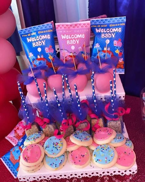 Unique Gender Reveal Party Ideas, Blue's Clues Birthday Party, Gender Reveal Baby Shower Themes, Twin Gender Reveal, Baby Gender Reveal Party Decorations, Baby Shower Party Themes, Classy Baby Shower, Gender Reveal Party Games, Bear Baby Shower Theme