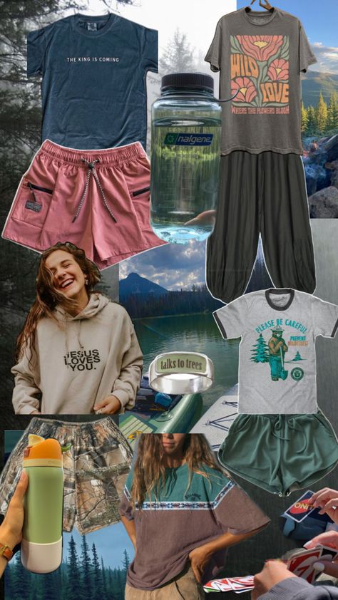 Camping. Outfits trees, granola girl. Campground Outfits For Women, Cute Summer Camping Outfits, Camp Counselor Aesthetic Outfits, Camp Outfits Aesthetic, Camping Outfits Aesthetic, Camp Counselor Outfit, Camp Counselor Aesthetic, Camping Aesthetic Outfits, Camping Fits