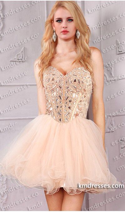 peach Short Tulle Dress, Tulle Dress Short, Inexpensive Prom Dresses, Club Birthday, Champagne Prom Dress, Dresses Graduation, Trendy Prom Dresses, Dresses Sequin, Dress Champagne