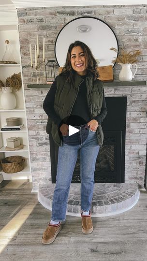 10K views · 809 reactions | Comment MO18 for outfit details straight to your inbox. 💌 Sharing 30 days of mom outfit ideas you’ll actually want to wear! You definitely don’t have to be a mom to wear them! Just love an elevated casual look. 🖤 I’ve been looking for the perfect longer vest and I think I found it. @threadandsupply The perfect mom outfit, Aritzia jeans outfit, mom outfit idea, casual outfit idea, jeans outfit, ugg tazz outfit, style over 30, puffer vest outfit #momoutfit #momoutfits #dailyoutfits #dailyoutfitinspo #whattoweartoday #casualoutfitsdaily #momstyleinspo #styleover30 | Michelle Quinn || byQuinn | enzopaper · Original audio Mom Vest Outfit, Tazz Outfit, Aritzia Jeans, Mom Outfit Ideas, Outfit Ugg, Ugg Tazz, Puffer Vest Outfit, Casual Outfit Idea, Elevated Casual