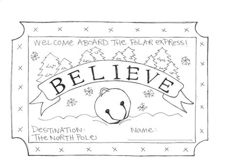 Believe Polar Express Coloring Page Polar Express Coloring Pages Free Printable, Polar Express Coloring Pages, Polar Express Worksheets, Polar Express Activities, Polar Express Tickets, Polar Express Christmas Party, Believe Polar Express, Polar Express Theme, Polar Express Party