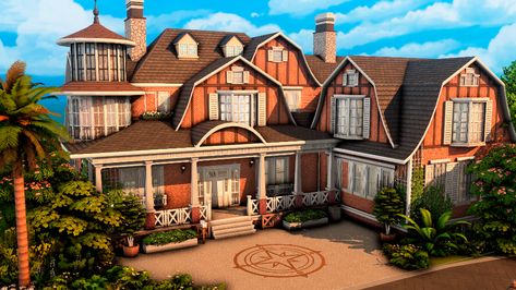 Sims Country House, Sims4 Mansion, Brindleton Bay Sims 4, Sims 4 Country House, Sims 4 Ranch, Sims Mansion, Sims 4 Mansion, Modern Chateau, Log Cabin Mansions