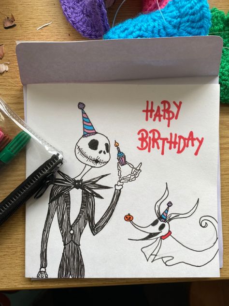 Christmas Birthday Card, Nightmare Before Christmas Birthday, Christmas Birthday Cards, Nightmare Before Christmas Gifts, Jack Y Sally, Nightmare Before Christmas Drawings, Nightmare Before Christmas Wallpaper, Goofy Drawing, Etsy Cards