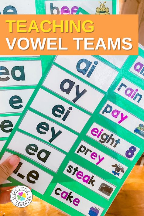 Teaching Vowel Teams, Vowel Pairs Activities, Vowel Teams Chart, Vowel Teams Anchor Chart, Vowels Activities, Teach Child To Read, Variant Vowels, Vowel Teams Activities, Vowel Teams Worksheets