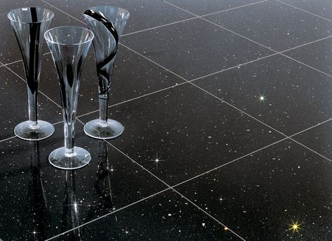 Imperial Granite (Galaxy) Tiles will add that sparkle to your floors! www.wallsandfloors.co.uk/range/bathroom-floor-tiles/imperial-granite-galaxy/ Glitter Floor, Sparkle Floor, Glitter Tiles, Quartz Flooring, Quartz Tiles, Black Floor Tiles, Creative Flooring, Black Quartz, Black Tiles