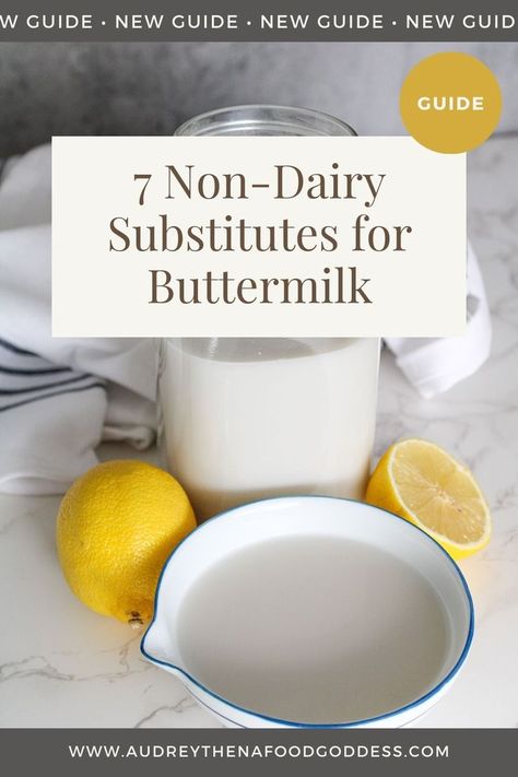 non dairy substitutes for buttermilk, almond milk in small bowl with lemons Buttermilk Alternative, Vegan Baking Substitutes, Gf Soup, Buttermilk Recipe, Vegan Buttermilk, Make Buttermilk, Buttermilk Substitute, Non Dairy Butter, Dairy Free Baking