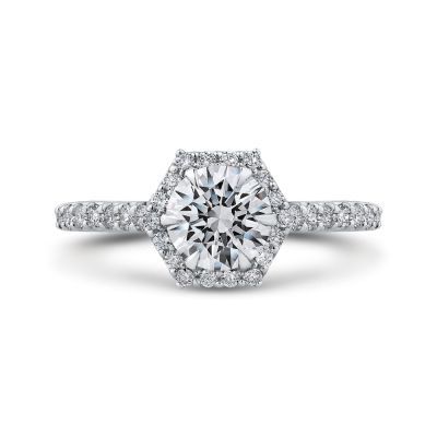 Halo Engagement Ring available at Emma Parker & Co. #engagementring #weddingring #diamondring #engagementrings #weddingrings  #diamonds #diamond #engagement #ring #engaged #ido #shesaidyes  #gettingmarried #bridetobe #ringbling #imengaged #howheasked  #engagedlife #showmeyourrings Round Diamond Halo Engagement Ring, Hexagon Halo, Emma Parker, Square Halo Engagement Rings, Stylish Engagement Rings, Hexagon Engagement Ring, Round Diamond Engagement Rings Halo, Round Diamond Halo, Popular Engagement Rings