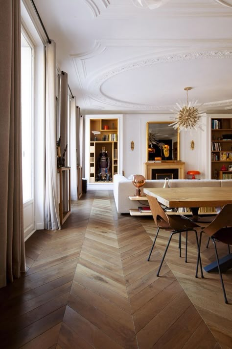 Paris Interiors, Marais Paris, Parisian Interior, Parisian Apartment, Wooden Floors, Dream House Interior, Floor Design, Belle Epoque, Interior Design Inspiration