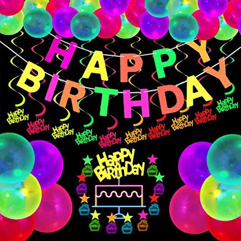 Amazon.com : glow party decor Dark Happy Birthday, Birthday Glow Party, Pride Birthday, Neon Party Decorations, Neon Party Supplies, Neon Stars, Balloon Glow, Glow Party Supplies, Glow Birthday Party