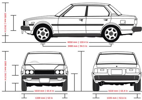 Toyota Corolla E70 1979 Blueprint - Download free blueprint for 3D modeling Corolla Ke70, Blueprint For 3d Modeling, Corolla Dx, Toyota Verso, 2017 Toyota Camry, Toyota Aygo, Toyota Avensis, Audi Rs3, Old School Cars