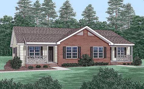 Multi-Family Plan 45365 - Multi-Family Plan with 1976 Sq Ft, 4 Bed, 2 Bath Cool House Plans, Fire Wall, Ranch Design, Duplex Floor Plans, Cool House, Duplex Plans, Side Units, Build Design, Affordable House Plans