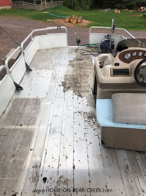 Pontoon Boat Makeover Pontoon Boat Makeover Diy, Pontoon Boat Makeover, Pontoon Boat Restoration, Pontoon Boat Decor, Pontoon Makeover, Pontoon Remodel, Boat Flooring Ideas, Boat Makeover, Party Pontoon