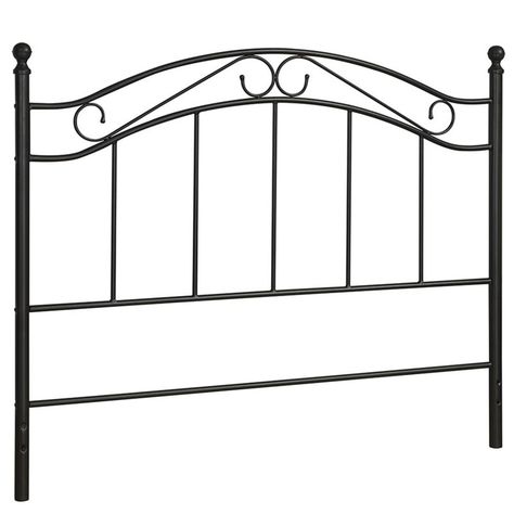 For a simple, elegant piece that can change the look of your master or guest bedrooms, check out this Mainstays full queen metal headboard. It lends itself to a traditional style with curved lines and fancy scrolled metalwork. The rich finish on this traditional headboard adds timeless versatility that coordinates well with any decor. It's designed to adapt to either full or queen-sized bed frames, and the adapter plates are included for your convenience. The Mainstays metal headboard has a smoo Traditional Headboard, Spindle Headboard, Metal Spindles, Iron Bed Frame, Metal Headboard, Queen Black, Queen Size Bed Frames, Queen Mattress Size, Headboard Styles