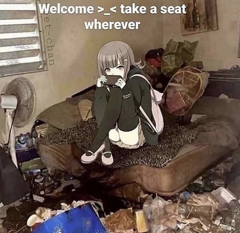 #danganronpa #chiaki Dirty Room, Messy Room, Im Going Crazy, Persona 5, Take A Seat, Know Your Meme, Lose My Mind, Just Girly Things, Danganronpa