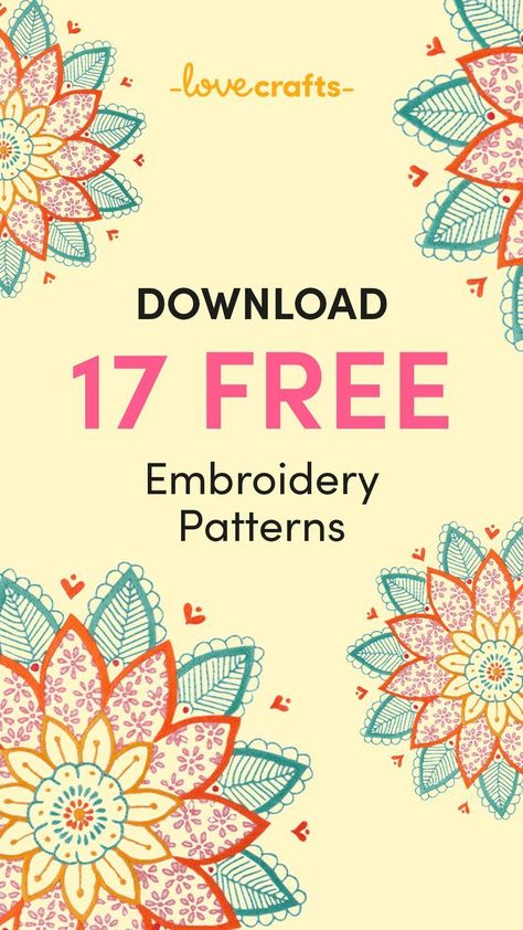 Create a wardrobe that is uniquely yours! Stitch onto t-shirts, jeans, jumpers & more. Sign up to download your free patterns today! Free Machine Embroidery Designs Patterns, Machine Embroidery Tutorials, Free Embroidery Patterns, Embroidery Stitches Beginner, Sewing Machine Quilting, Basic Embroidery Stitches, Patterns Embroidery, Embroidery Stitches Tutorial, Needlework Patterns