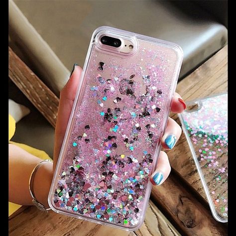 Iphone 7 Plus Case Waterfall Glitter Hearts Pink Airpods Apple, Phone Gadgets, Glitter Iphone, Glitter Stars, Iphone 7 Plus Cases, Glitter Hearts, Phone Apps, Diy Phone, Cute Phone Cases