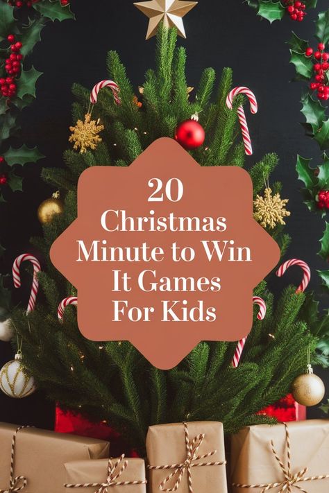 Looking for a fun and exciting way to keep the kids entertained during the holiday season? Check out these 20 Christmas Minute to Win It Games for Kids! Whether you're hosting a family gathering or a classroom party, these quick and easy games are sure to be a hit. From snowball toss to jingle bell shake, there's something here for everyone to enjoy. Get ready for laughter and friendly competition with these festive game ideas that will make this Christmas one to remember! Holiday Competition Ideas, Elementary Christmas Party Games, Minute To Win It Holiday Games, Minute To Win It Christmas Games Kids, Kid Christmas Party Games, 5th Grade Christmas Party Ideas, 4th Grade Christmas Party Ideas, Candy Cane Games For Kids, Jingle Bell Game