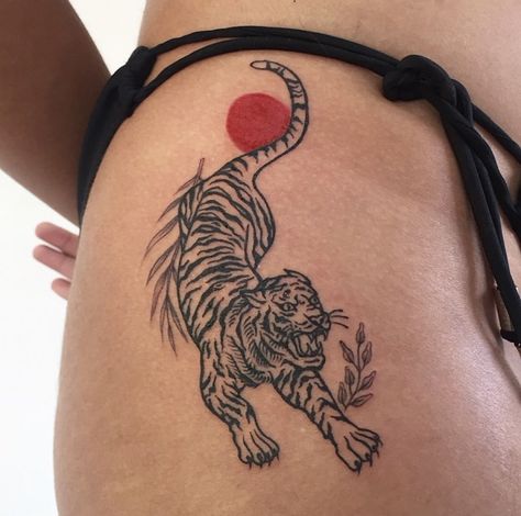 Fine Line Tiger Tattoo, Backpiece Tattoo, Red Ink Tattoos, Dainty Tattoos, Aesthetic Tattoo, Tiger Tattoo, Dope Tattoos, Little Tattoos, Simplistic Tattoos