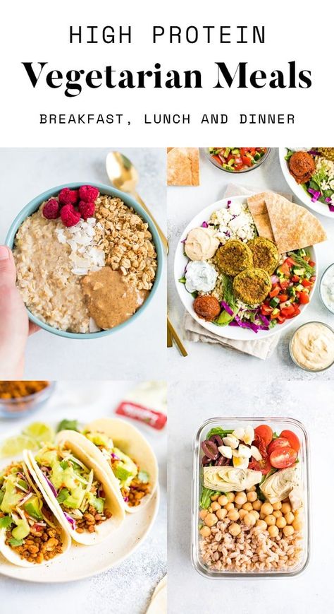 Protein Vegetarian Meals, High Protein Vegetarian Meals, High Protein Vegetarian Breakfast, High Protein Vegetarian, Vegetarian High Protein, Protein Vegetarian, High Protein Vegetarian Recipes, Protein Lunch, High Protein Meal Prep