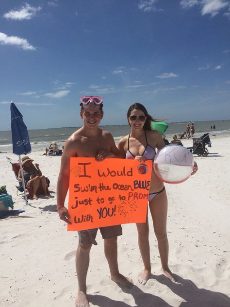 Beach Themed Promposals, Beach Prom Proposal, Ocean Hoco Proposal, Beach Hoco Proposals, Swim Promposal, Beach Promposal, Homecoming Dance Proposal, Best Prom Proposals, Prom Signs