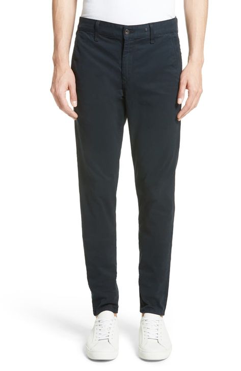 Free shipping and returns on rag & bone Fit 2 Slim Fit Chinos at Nordstrom.com. A rich navy colorway brings versatility to casual, slim-fitting chinos cut from supersoft Japanese cotton. Fitted Floral Dress, Solid Dress Shirt, 50th Clothing, Slim Fit Chinos, Mens Chinos, Japanese Cotton, Sweaters And Leggings, Sports Shirts, Mens Clothing Styles