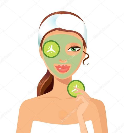 Skin Care Animation, Animation Photo, Beauty Salon Posters, Green Face Mask, Smiling Girl, Character Design Girl, Graphic Design Elements, Girl Portrait, Portrait Girl